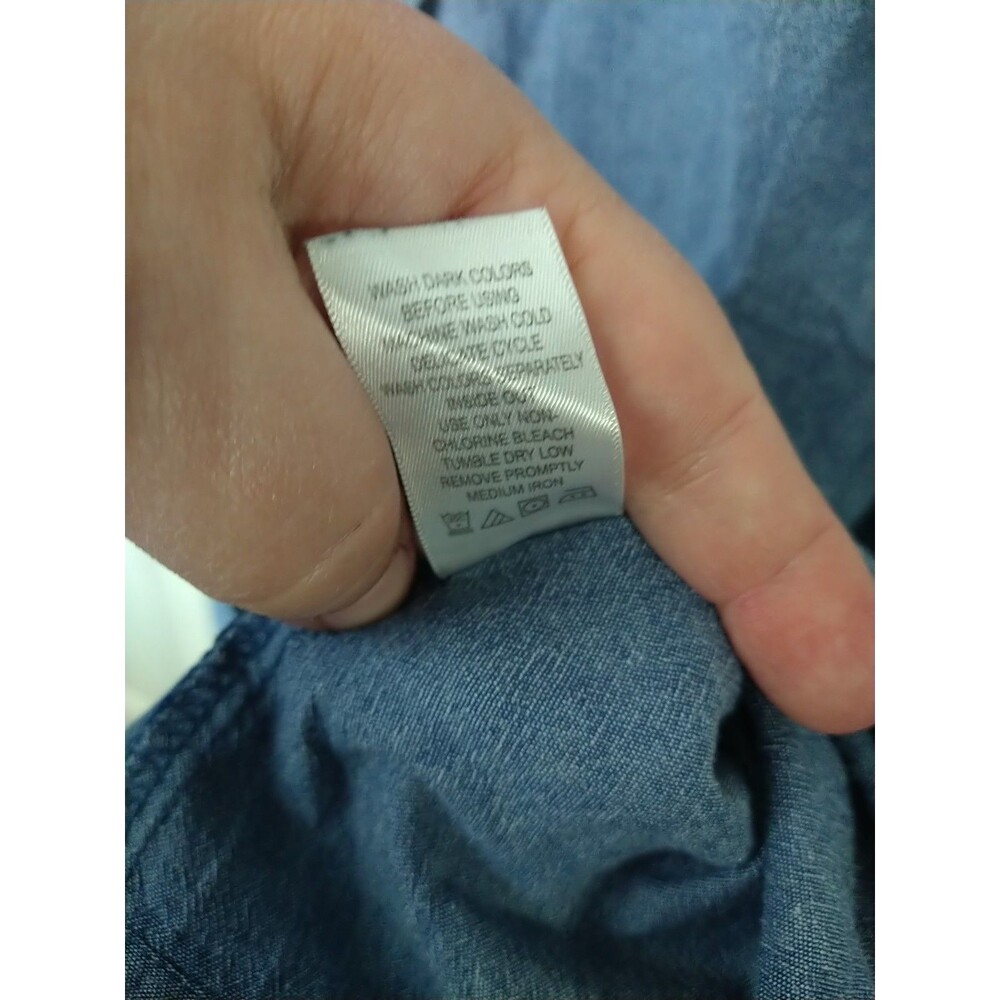 Woman Within 18/20 Blue Button Shirt Casual Denim Look LS - Picture 6 of 8